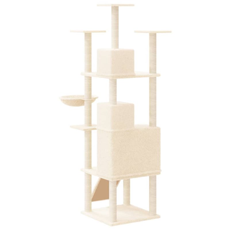 Petshop - Accesorii petshop - Jucarii animale - Ansambluri de joaca - Ansamblu de pisici cu stalpi din funie de sisal, crem, 175 cm - Infinity.ro
