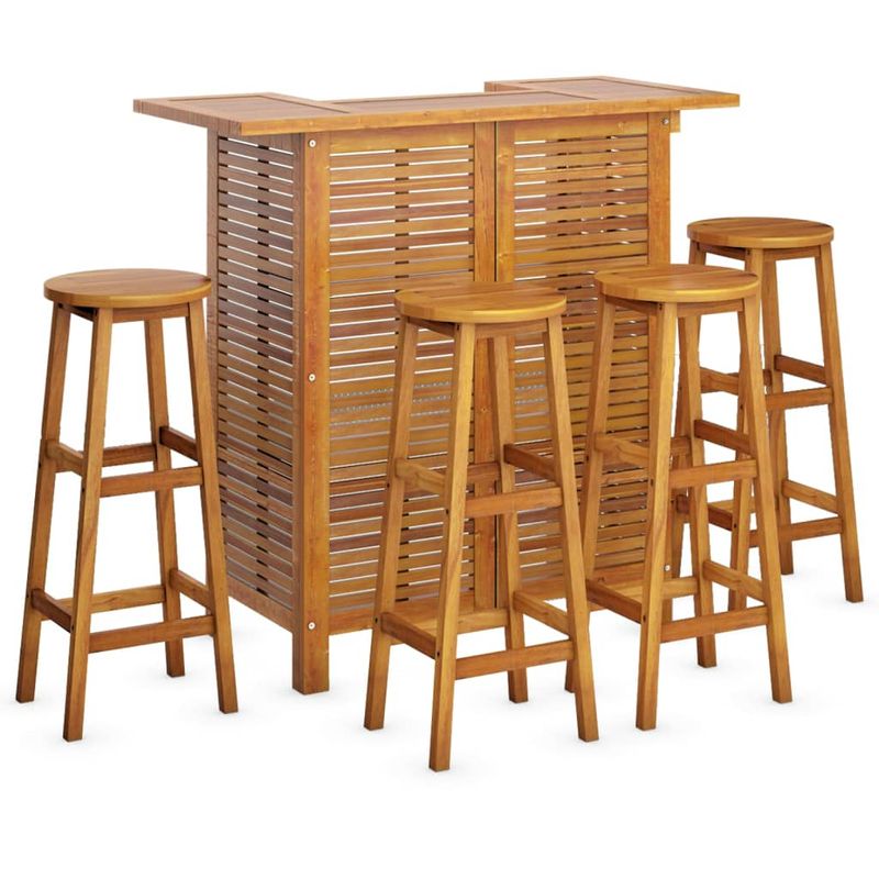 Casa si Gradina - Gradina si terasa - Mobilier exterior - Seturi mobila gradina - Set masa si scaune de bar, 5 piese, lemn masiv de acacia - Infinity.ro