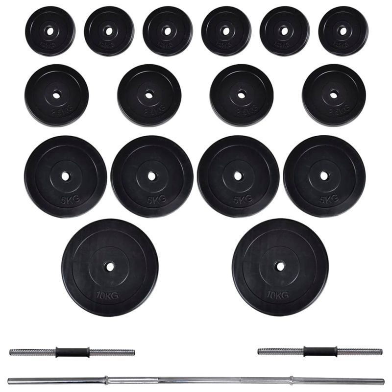 Sport si Outdoor - Fitness - Aparate fitness - Aparate si banci multifunctionale - Banca antrenament rastel greutati, set haltere/gantere, 60,5kg - Infinity.ro