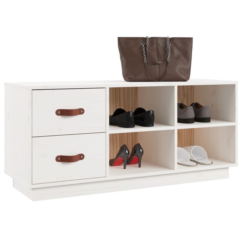Casa si Gradina - Mobilier - Organizare si depozitare - Organizator incaltaminte - Banca pentru pantofi, alb, 100x34x45 cm, lemn masiv pin - Infinity.ro