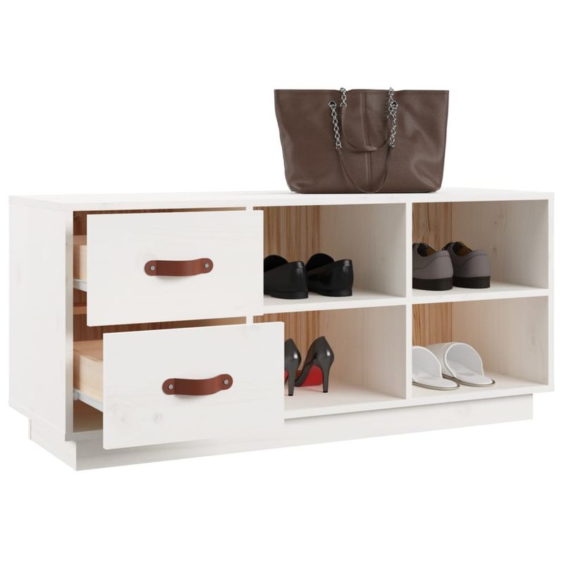 Casa si Gradina - Mobilier - Organizare si depozitare - Organizator incaltaminte - Banca pentru pantofi, alb, 100x34x45 cm, lemn masiv pin - Infinity.ro