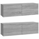 Casa si Gradina - Mobilier - Comode si corpuri - Comode - Dulapuri TV de perete , 2 buc., gri sonoma, 100x30x30 cm, lemn prelucrat - Infinity.ro