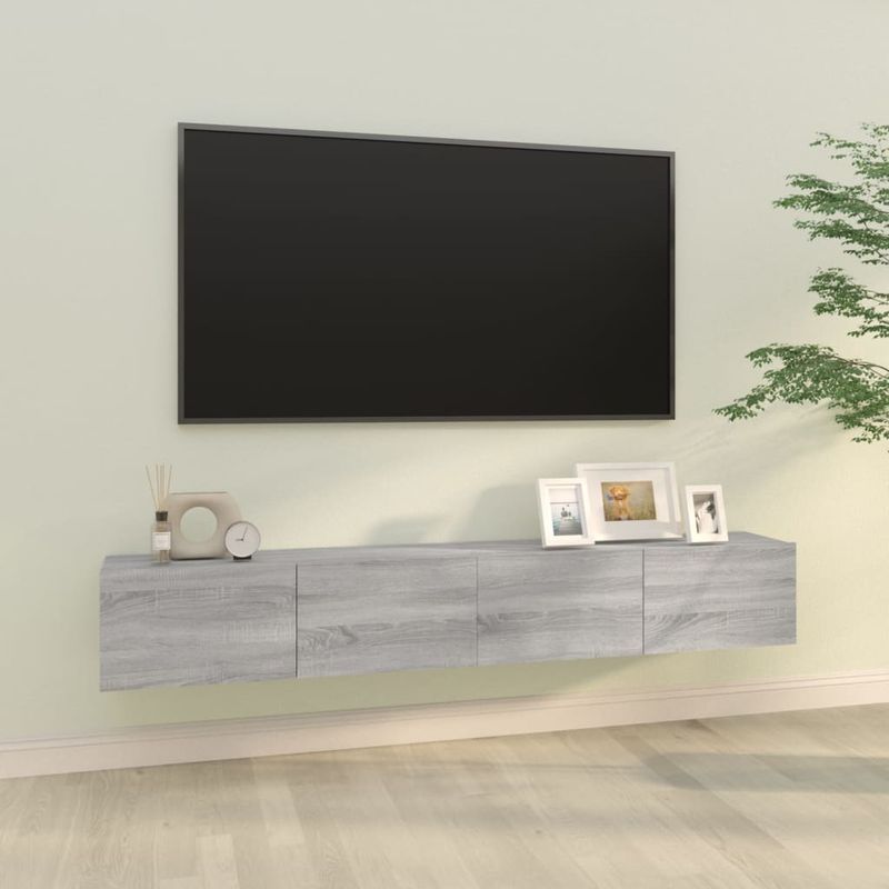 Casa si Gradina - Mobilier - Comode si corpuri - Comode - Dulapuri TV de perete , 2 buc., gri sonoma, 100x30x30 cm, lemn prelucrat - Infinity.ro