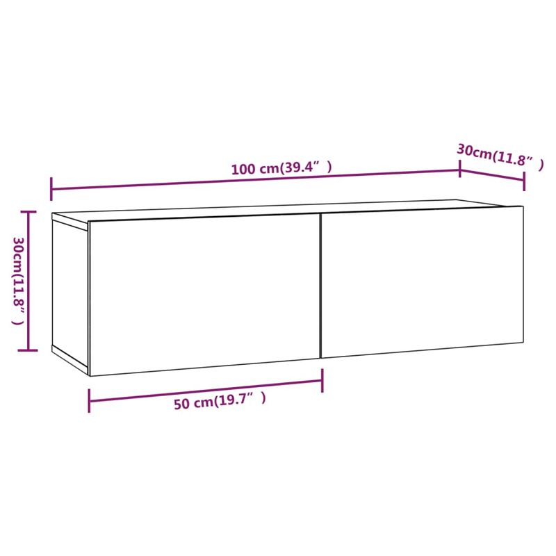 Casa si Gradina - Mobilier - Comode si corpuri - Comode - Dulapuri TV de perete , 2 buc., gri sonoma, 100x30x30 cm, lemn prelucrat - Infinity.ro