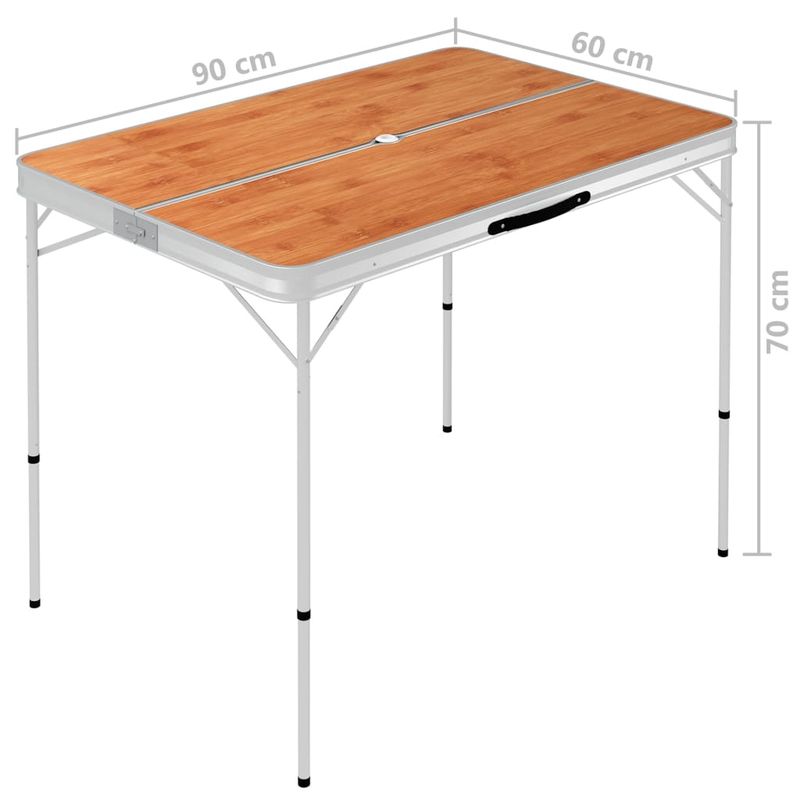 Sport si Outdoor - Camping - Mobilier pentru camping - Alte piese de mobilier pentru camping - Masa de camping pliabila cu 2 banci, maro, aluminiu - Infinity.ro