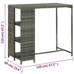 Casa si Gradina - Mobilier - Mese si birouri - Mese bucatarie si dining - Masa de bar cu raft depozitare, gri 120x60x110 cm, poliratan - Infinity.ro