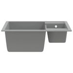 Casa si Gradina/Sanitare/Chiuveta bucatarie si accesorii/Chiuvete bucatarie - Chiuveta de bucatarie dubla cu orificiu de preaplin, gri granit - Infinity.ro