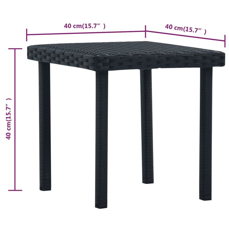 Casa si Gradina - Gradina si terasa - Mobilier exterior - Mese gradina - Masa de ceai de gradina, negru, 40 x 40 x 40 cm, poliratan - Infinity.ro