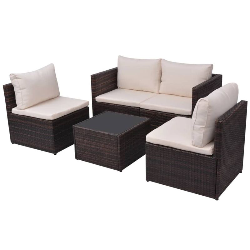 Casa si Gradina - Gradina si terasa - Mobilier exterior - Seturi mobila gradina - Set mobilier de gradina cu perne, 5 piese, maro, poliratan - Infinity.ro