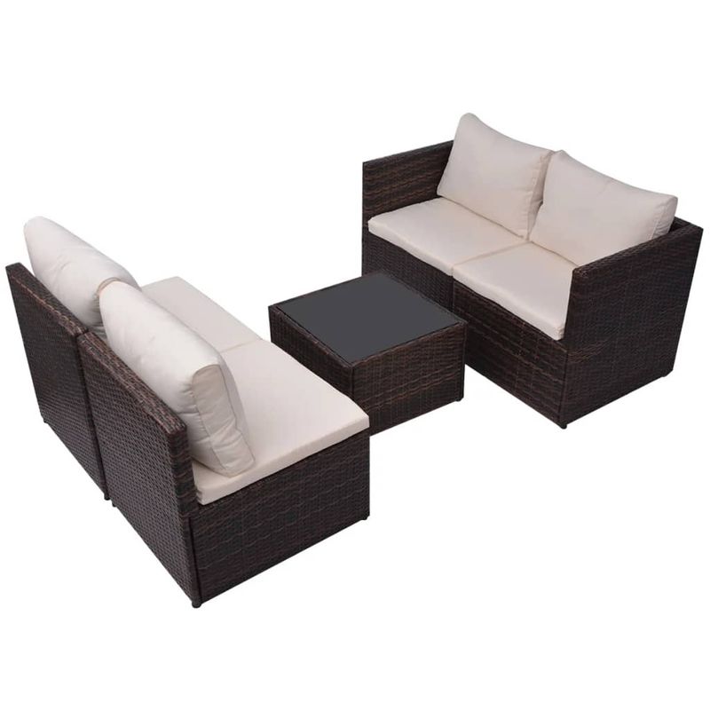 Casa si Gradina - Gradina si terasa - Mobilier exterior - Seturi mobila gradina - Set mobilier de gradina cu perne, 5 piese, maro, poliratan - Infinity.ro