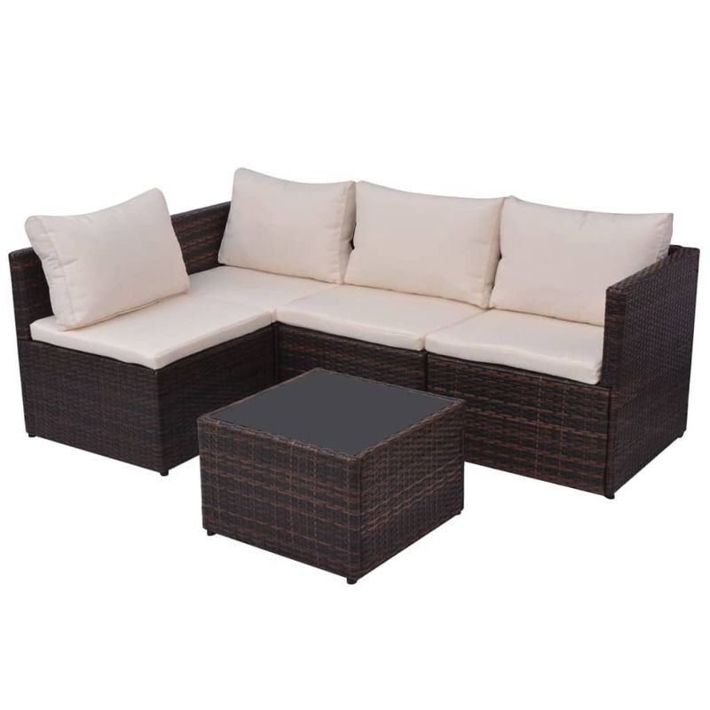 Casa si Gradina - Gradina si terasa - Mobilier exterior - Seturi mobila gradina - Set mobilier de gradina cu perne, 5 piese, maro, poliratan - Infinity.ro