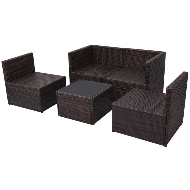 Casa si Gradina - Gradina si terasa - Mobilier exterior - Seturi mobila gradina - Set mobilier de gradina cu perne, 5 piese, maro, poliratan - Infinity.ro