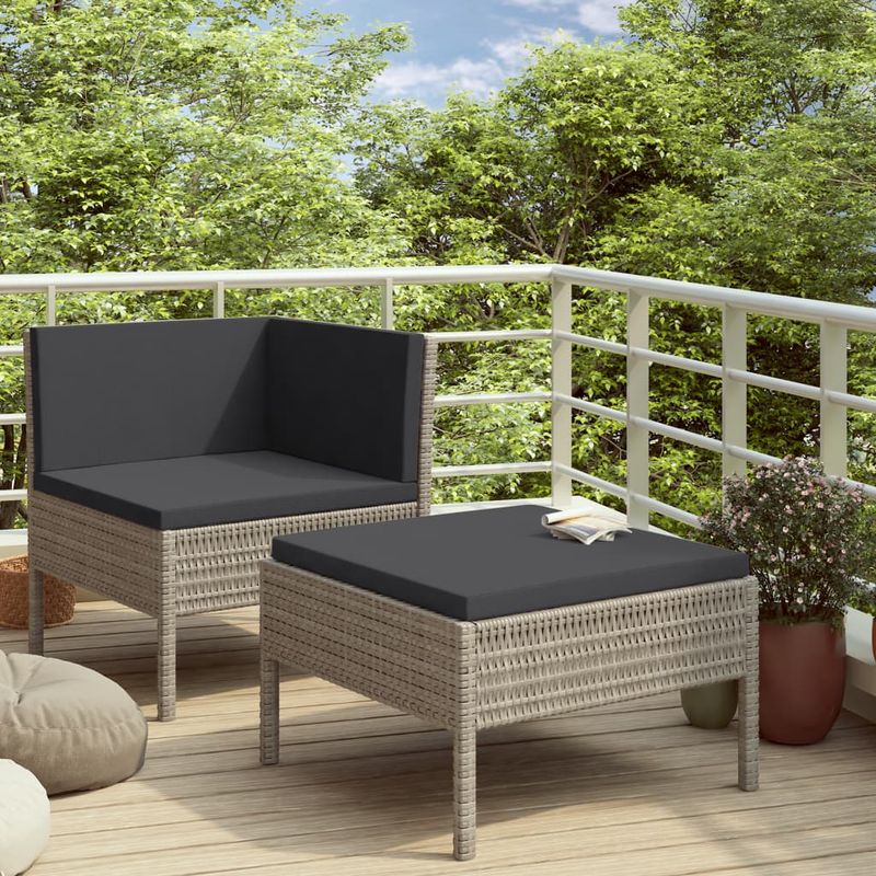 Casa si Gradina - Gradina si terasa - Mobilier exterior - Seturi mobila gradina - Set mobilier relaxare gradina cu perne, 2 piese, gri și antracit, poliratan - Infinity.ro