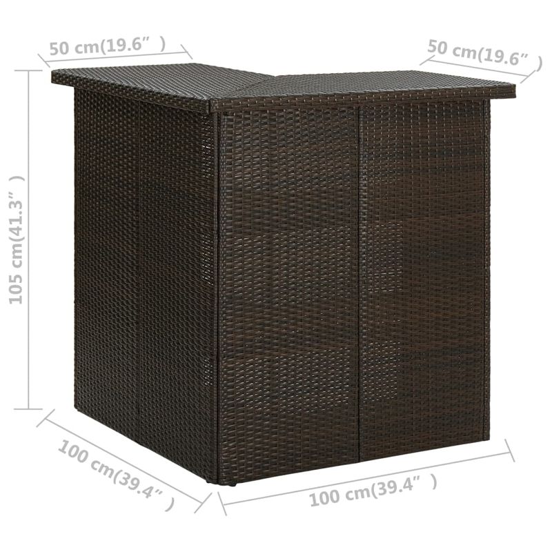 Casa si Gradina - Mobilier - Mese si birouri - Mese bucatarie si dining - Masa de bar coltar, maro, 100 x 50 x 105 cm, poliratan - Infinity.ro