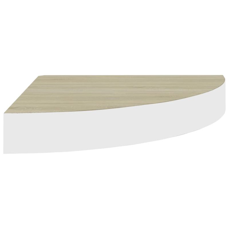 Casa si Gradina - Mobilier - Biblioteci si rafturi - Rafturi - Raft coltar de perete, stejar si alb, 25x25x3,8 cm, MDF - Infinity.ro