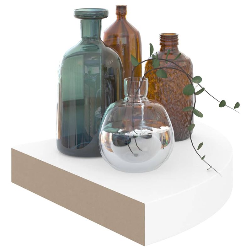 Casa si Gradina - Mobilier - Biblioteci si rafturi - Rafturi - Raft coltar de perete, alb extralucios, 25 x 25 x 3,8 cm, MDF - Infinity.ro