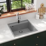 Casa si Gradina - Sanitare - Chiuveta bucatarie si accesorii - Chiuvete bucatarie - Chiuveta de bucatarie cu orificiu de preaplin, gri, granit - Infinity.ro
