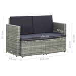 Casa si Gradina - Gradina si terasa - Mobilier exterior - Canapele si fotolii gradina - Canapea de gradina cu 2 locuri cu perne, gri, poliratan - Infinity.ro