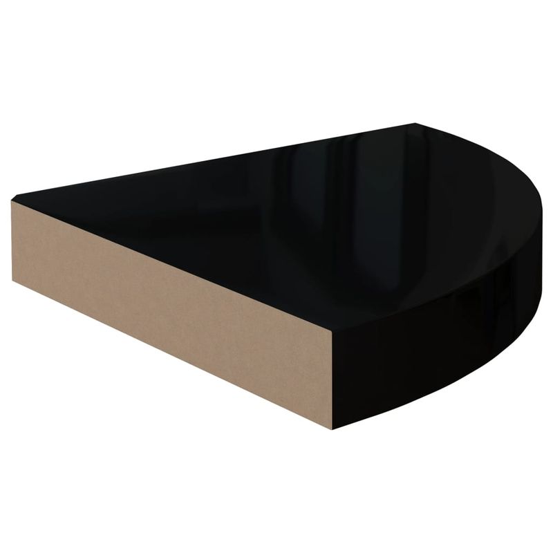 Casa si Gradina - Mobilier - Biblioteci si rafturi - Rafturi - Raft coltar de perete, 2 buc., negru extralucios 25x25x3,8 cm MDF - Infinity.ro