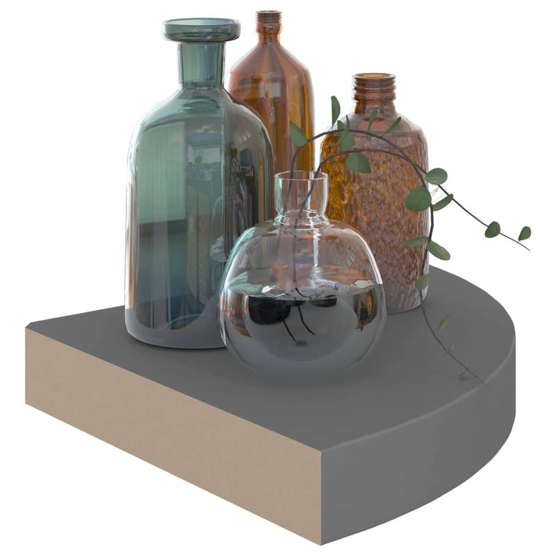 Casa si Gradina - Mobilier - Biblioteci si rafturi - Rafturi - Raft coltar de perete, gri extralucios, 25x25x3,8 cm, MDF - Infinity.ro