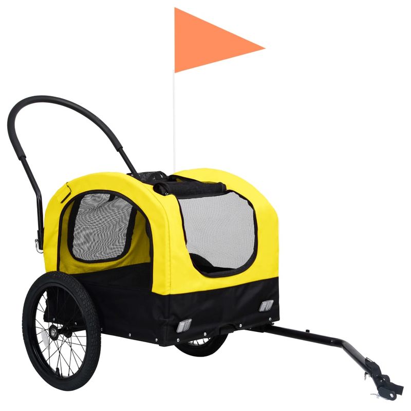 Petshop - Accesorii petshop - Culcusuri si custi - Genti si articole transport - Remorca bicicleta & carucior 2-in-1 animale, galben si negru - Infinity.ro