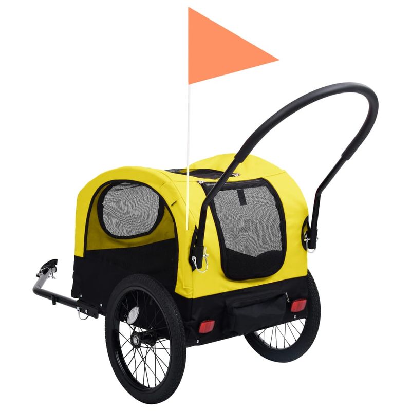 Petshop - Accesorii petshop - Culcusuri si custi - Genti si articole transport - Remorca bicicleta & carucior 2-in-1 animale, galben si negru - Infinity.ro