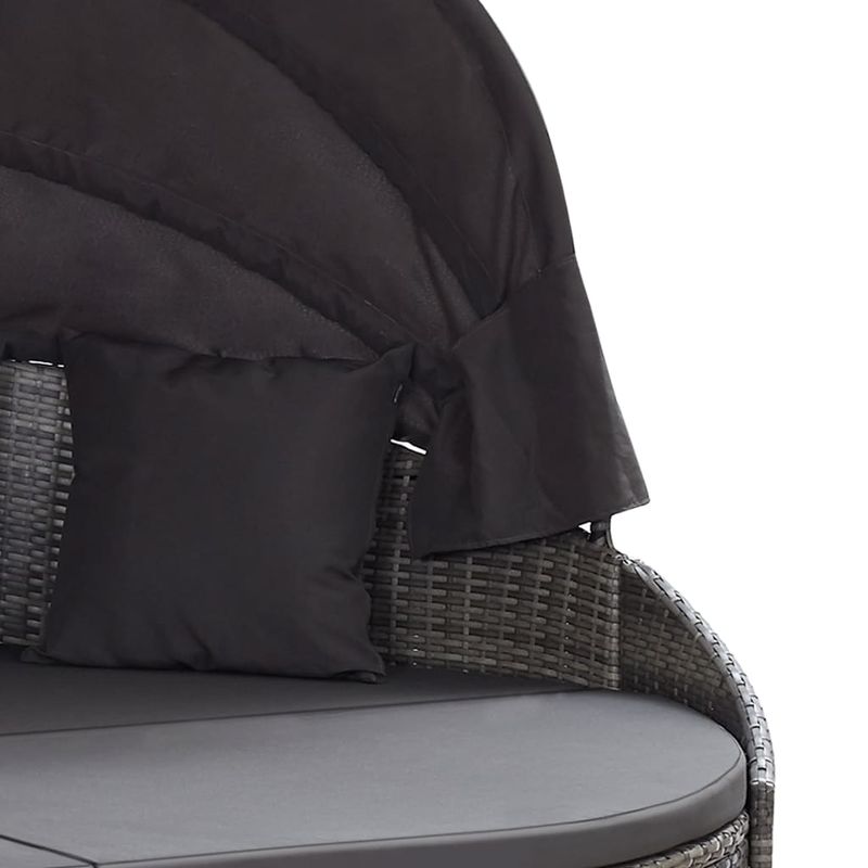 Casa si Gradina - Gradina si terasa - Mobilier exterior - Scaune si sezlonguri gradina - Pat sezlong de exterior cu baldachin, gri, poliratan - Infinity.ro