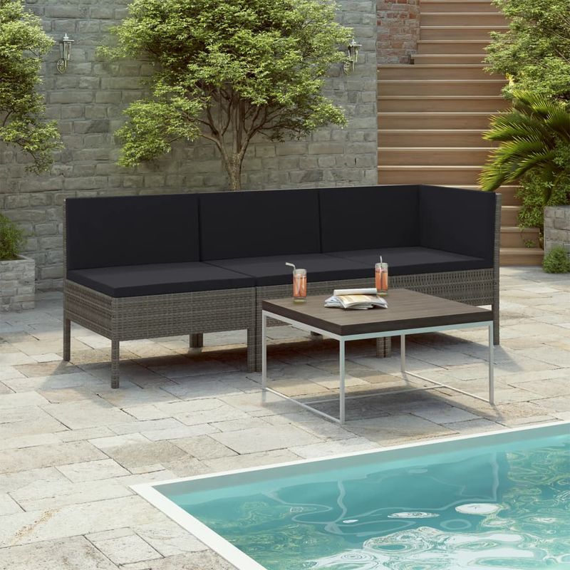 Casa si Gradina - Gradina si terasa - Mobilier exterior - Seturi mobila gradina - Set mobilier relaxare gradina cu perne, 3 piese, poliratan, număr de articole 3 - Infinity.ro