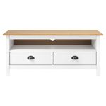 Casa si Gradina - Mobilier - Comode si corpuri - Comode - Comoda TV Hill, alb și maro, 110x40x47 cm, lemn masiv de pin - Infinity.ro
