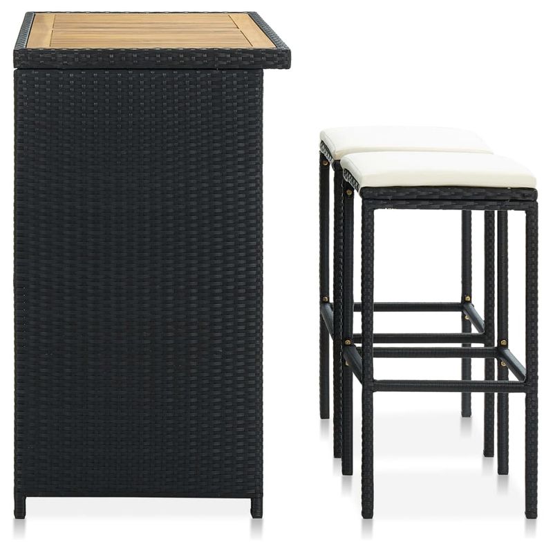 Casa si Gradina - Mobilier - Seturi de mobilier - Seturi bucatarie - Set de bar, 3 piese, negru și maro, poliratan - Infinity.ro