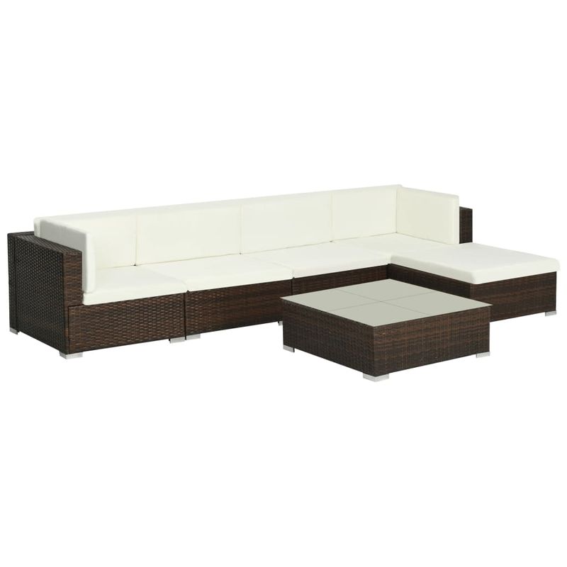 Casa si Gradina - Gradina si terasa - Mobilier exterior - Seturi mobila gradina - Set mobilier de gradina cu perne, 6 piese, maro, poliratan - Infinity.ro