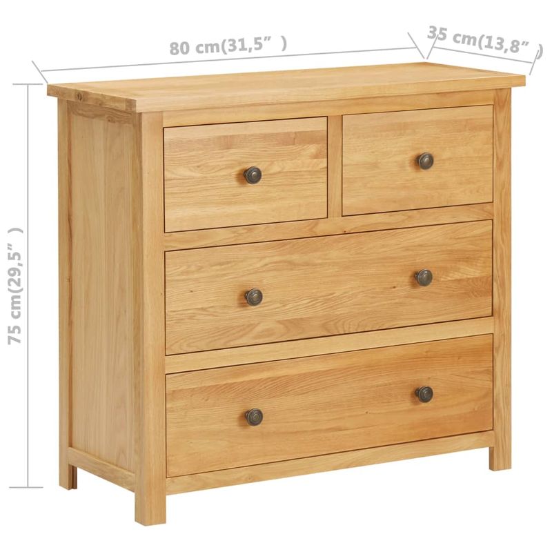 Casa si Gradina - Mobilier - Comode si corpuri - Comode - Dulap cu sertare, 80 x 35 x 75 cm, lemn masiv stejar, maro - Infinity.ro