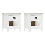 Casa si Gradina - Mobilier - Comode si corpuri - Noptiere - Noptiere Hill, 2 buc., 46x35x49,5 cm, lemn masiv de pin, alb - Infinity.ro