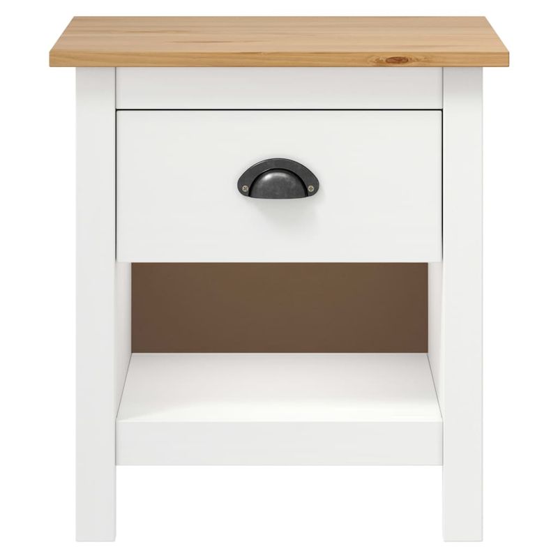 Casa si Gradina - Mobilier - Comode si corpuri - Noptiere - Noptiere Hill, 2 buc., 46x35x49,5 cm, lemn masiv de pin, alb și maro - Infinity.ro