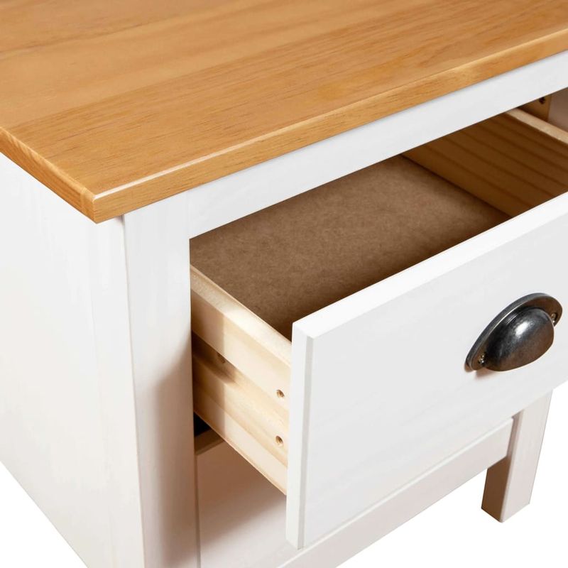 Casa si Gradina - Mobilier - Comode si corpuri - Noptiere - Noptiere Hill, 2 buc., 46x35x49,5 cm, lemn masiv de pin, alb și maro - Infinity.ro