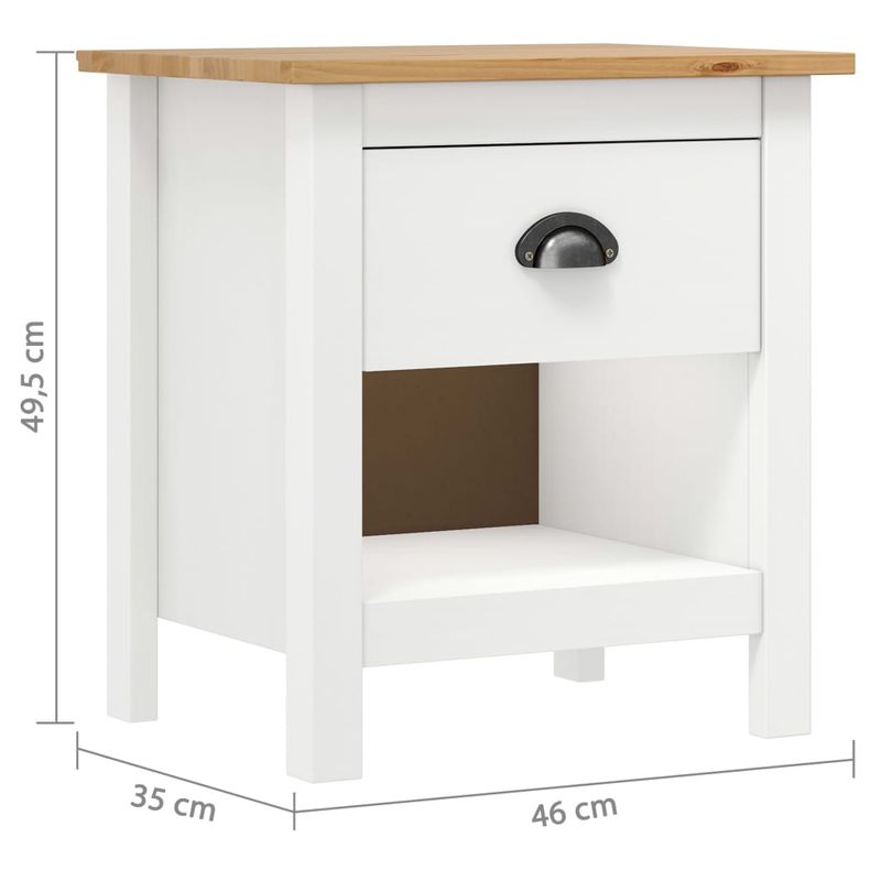 Casa si Gradina - Mobilier - Comode si corpuri - Noptiere - Noptiere Hill, 2 buc., 46x35x49,5 cm, lemn masiv de pin, alb și maro - Infinity.ro