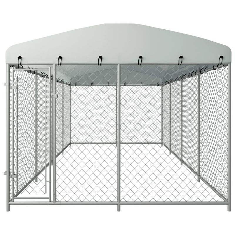 Petshop - Accesorii petshop - Culcusuri si custi - Tarcuri si colivii - Padoc pentru caini de exterior, cu acoperis, 8 x 4 x 2,3 m - Infinity.ro