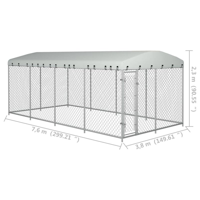 Petshop - Accesorii petshop - Culcusuri si custi - Tarcuri si colivii - Padoc pentru caini de exterior, cu acoperis, 8 x 4 x 2,3 m - Infinity.ro