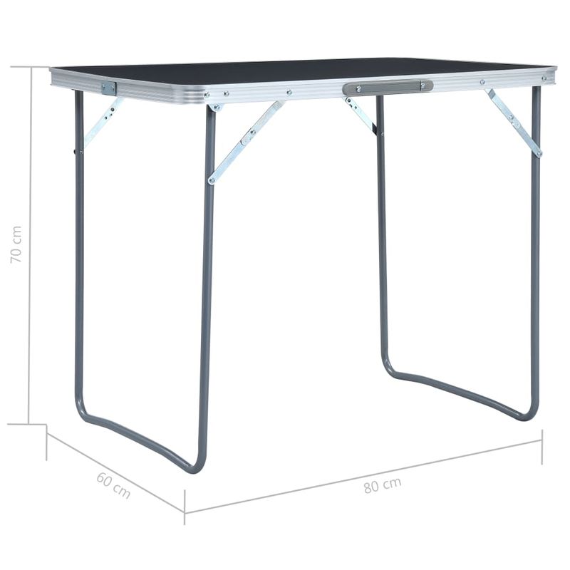Sport si Outdoor - Camping - Mobilier pentru camping - Alte piese de mobilier pentru camping - Masa de camping pliabila cu cadru metalic, gri, 80 x 60 cm - Infinity.ro