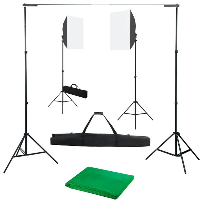 TV, Audio-Video si Foto - Aparate foto si accesorii - Accesorii foto si video - Blitzuri - Kit studio foto cu lumini softbox si fundal - Infinity.ro