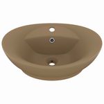 Casa si Gradina - Sanitare - Lavoar baie si accesorii - Lavoare si piedestale - Chiuveta lux cu preaplin, crem mat, 58,5x39 cm ceramica, oval - Infinity.ro
