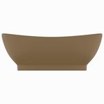 Casa si Gradina - Sanitare - Lavoar baie si accesorii - Lavoare si piedestale - Chiuveta lux cu preaplin, crem mat, 58,5x39 cm ceramica, oval - Infinity.ro