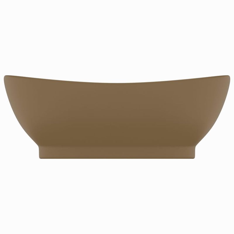 Casa si Gradina - Sanitare - Lavoar baie si accesorii - Lavoare si piedestale - Chiuveta lux cu preaplin, crem mat, 58,5x39 cm ceramica, oval - Infinity.ro