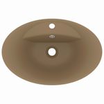 Casa si Gradina - Sanitare - Lavoar baie si accesorii - Lavoare si piedestale - Chiuveta lux cu preaplin, crem mat, 58,5x39 cm ceramica, oval - Infinity.ro