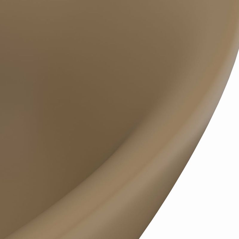 Casa si Gradina - Sanitare - Lavoar baie si accesorii - Lavoare si piedestale - Chiuveta lux cu preaplin, crem mat, 58,5x39 cm ceramica, oval - Infinity.ro