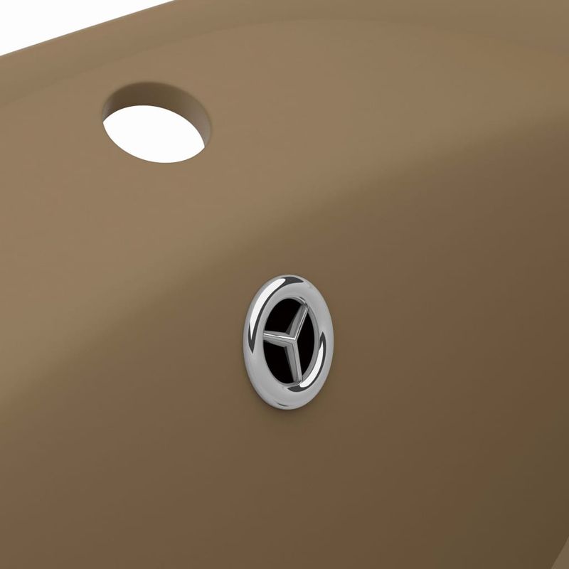 Casa si Gradina - Sanitare - Lavoar baie si accesorii - Lavoare si piedestale - Chiuveta lux cu preaplin, crem mat, 58,5x39 cm ceramica, oval - Infinity.ro
