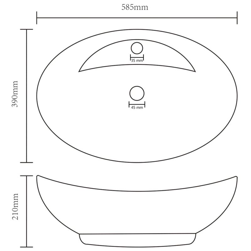 Casa si Gradina - Sanitare - Lavoar baie si accesorii - Lavoare si piedestale - Chiuveta lux cu preaplin, crem mat, 58,5x39 cm ceramica, oval - Infinity.ro