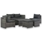 Casa si Gradina - Gradina si terasa - Mobilier exterior - Seturi mobila gradina - Set mobilier de gradina cu perne, 6 piese, gri, poliratan - Infinity.ro