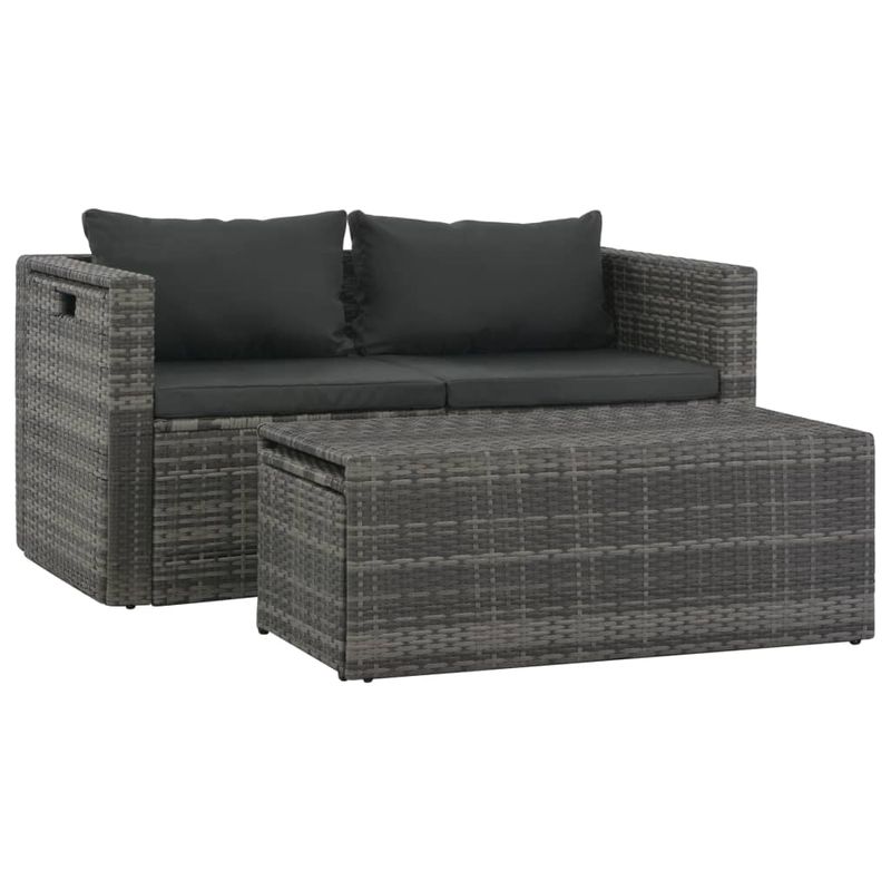 Casa si Gradina - Gradina si terasa - Mobilier exterior - Seturi mobila gradina - Set mobilier de gradina cu perne, 6 piese, gri, poliratan - Infinity.ro