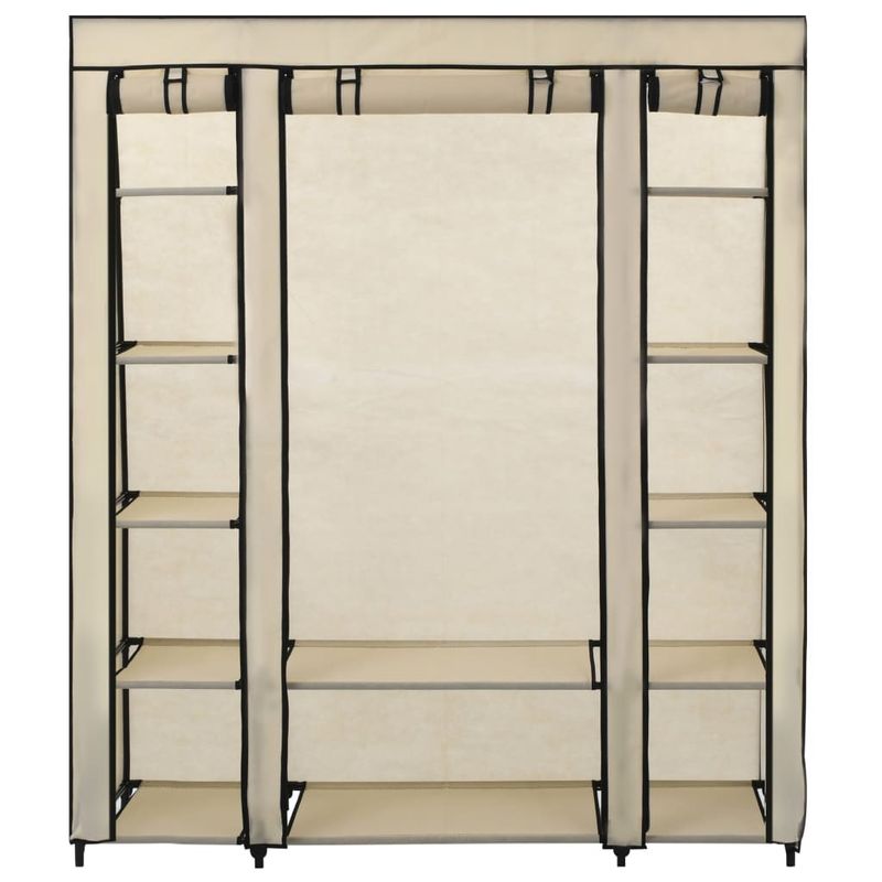Casa si Gradina - Mobilier - Dulapuri si sifoniere - Sifoniere - Sifonier cu bare si compartimente, crem, 150x45x176 cm, textil - Infinity.ro